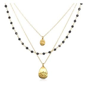 Gold and Onyx Triple Strand Necklace from Satya New With Tags
